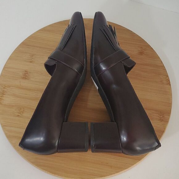 Clarks Artesian Tealia Maye Block Heel Aubergine Patent Leather Heel Pump 9M - Picture 11 of 15